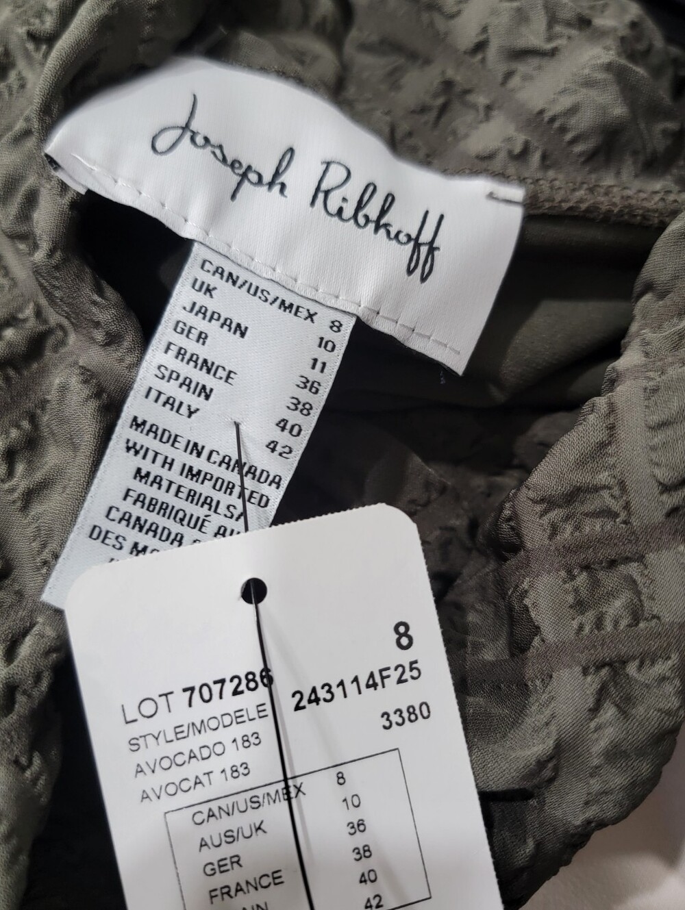 Joseph Ribkoff Olive Green Midi Dress with Textured Skirt - Picture 10 of 10